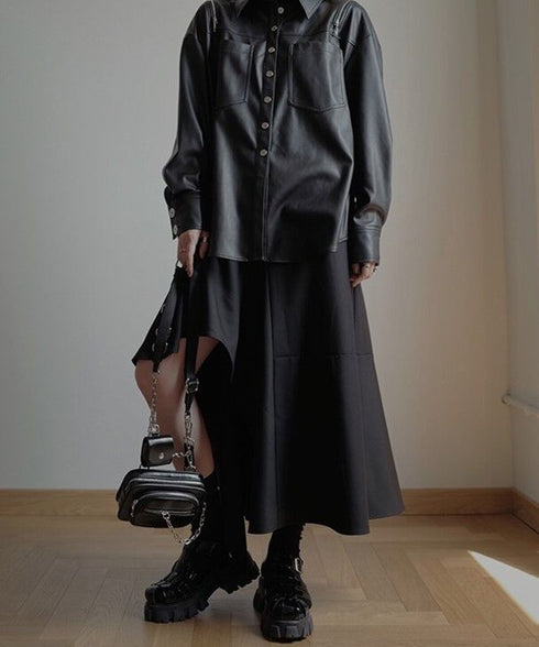 Asymmetric Flare Hem Skirt